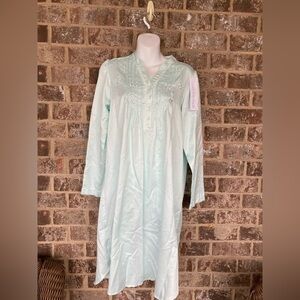 NWT Miss Elaine Satin Nightgown  Brushed Inside Pastel Blue Size Small